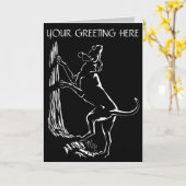 ハウンドドッグはパーソナライズな犬の芸術の挨拶状を梳きます カード (黄色い花)