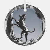 ハウンドドッグオーナメント狩りドッグアートデコレーション ガラスオーナメント (正面)