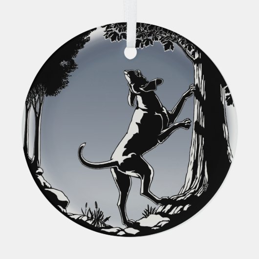 ハウンドドッグオーナメント狩りドッグアートデコレーション ガラスオーナメント (裏面)