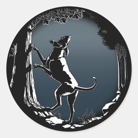 ハウンドドッグステッカー狩りドッグアートステッカー ラウンドシール (正面)