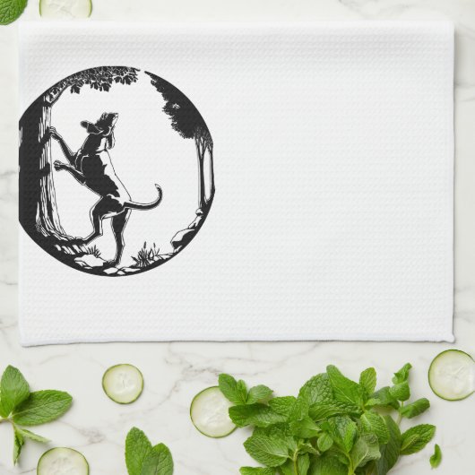 ハウンドドッグタオル狩りドッグアートティータオル キッチンタオル (折り畳み)