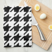 ハウンド歯白黒クラシック織り模様 キッチンタオル (四つ折り)