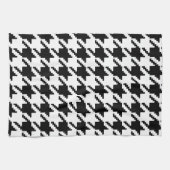ハウンド歯白黒クラシック織り模様 キッチンタオル (横)