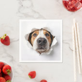 ハウンド犬が引き裂かれた紙穴を覗く スタンダードカクテルナプキン (インサイチュ)