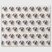 ハウンド犬が引き裂かれた紙穴を覗く ラッピングペーパー (フラット)