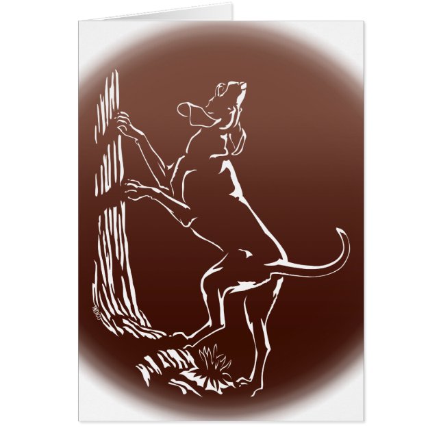 ハウンド犬のカードパーソナライズされたドッグアート挨拶カード (正面)