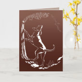 ハウンド犬のカードパーソナライズされたドッグアート挨拶カード カード (黄色い花)