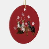 ハウンド〔雄ジカの〕枝角レッド セラミックオーナメント (右)