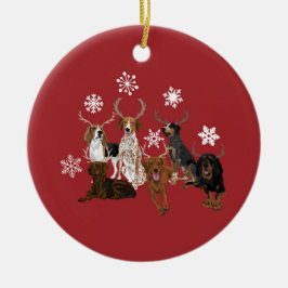 ハウンド〔雄ジカの〕枝角レッド セラミックオーナメント