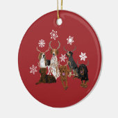 ハウンド〔雄ジカの〕枝角レッド セラミックオーナメント (左)