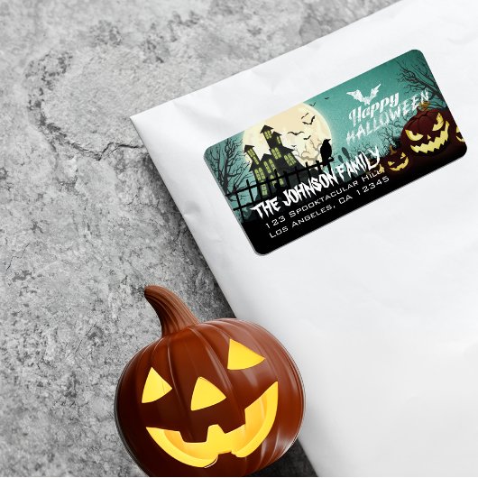 ハウ不気味ス幽霊のよく出るナイトスカイハロウィンアドレス ラベル