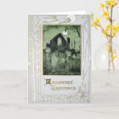 ハウ幽霊のよく出るスジャックO'ランタン幽霊こうもり カード (黄色い花)