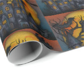 ハウ幽霊のよく出るス飛んでいるウィッチハロウィーンダーク ラッピングペーパー (ロールコーナー)