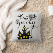 ハウ幽霊のよく出るス飛んでいるウィッチ不気味ハロウィーン クッション (ブランケット)