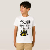 ハウ幽霊のよく出るス飛んでいるウィッチ不気味ハロウィーン Tシャツ (正面フル)