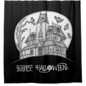 ハウ幽霊のよく出るス&こうもりハロウィーン シャワーカーテン (正面)