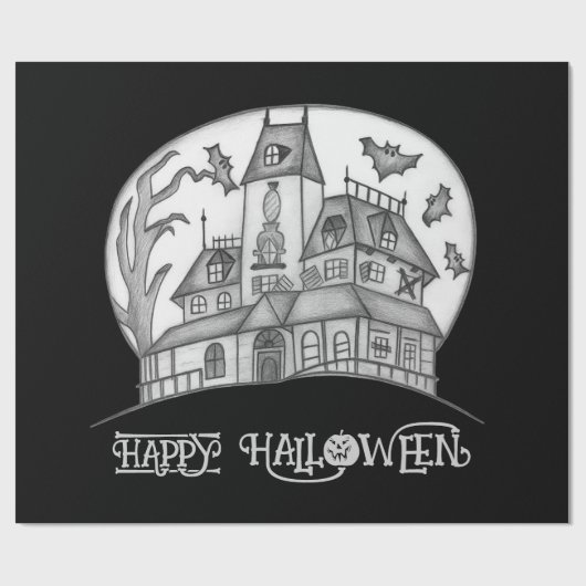 ハウ幽霊のよく出るス&こうもりハロウィーン ラッピングペーパー (フラット)