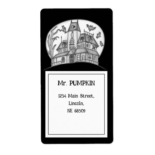 ハウ幽霊のよく出るス&こうもりハロウィーン ラベル (正面)