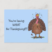 ハエおもしろいマンガの茶色の感謝祭のトルコ ポストカード (正面)