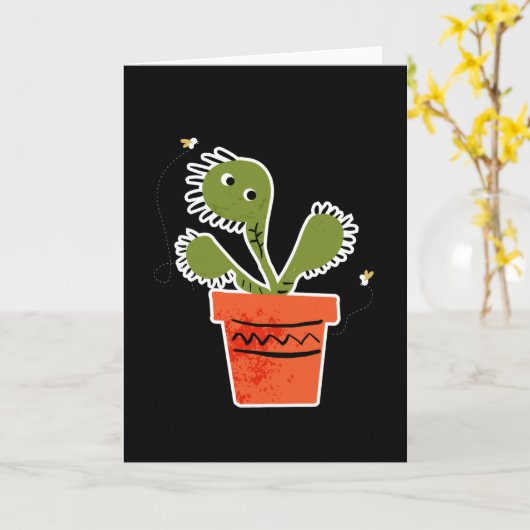 ハエのような肉食性のビーナス・フライトラップ カード (黄色い花)