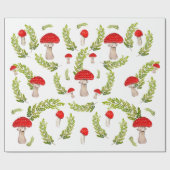 ハエのアガリクスとシダの水彩模様 ラッピングペーパー (フラット)