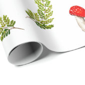 ハエのアガリクスとシダの水彩模様 ラッピングペーパー (ロールコーナー)