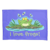 ハエの枕ケース付き可愛い緑のカエル 枕カバー (正面)