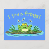 ハエの漫画はがき付きかわいい空腹のカエル ポストカード (正面)