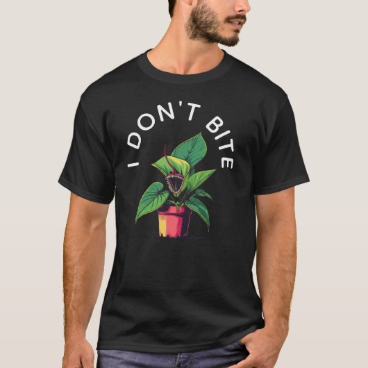 ハエトリソウのブラックジョーク Tシャツ (正面)
