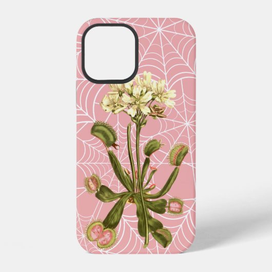ハエトリソウ フローラル クモの巣 iPhoneケース (裏面)