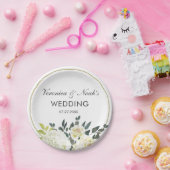 ハエレガントイドランゲア・ホワイト・ローズの結婚フローラ枠 ペーパープレート (パーティー)