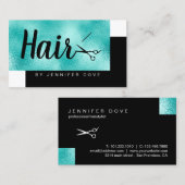ハエレガントミント·ブルー·シザーズ·ヘアスタイリスト 名刺 (正面/裏面)