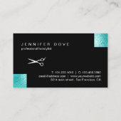 ハエレガントミント·ブルー·シザーズ·ヘアスタイリスト 名刺 (裏面)