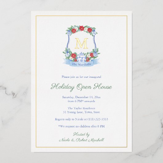 ハエレガントンドホリ色彩の鮮やかズオープンハウスパーティー 箔招待状 (正面)