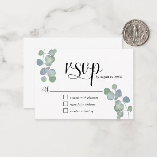 ハエレガントンドユ絵を描ーカリRSVPカード ノートカード (正面/裏面インサイチュ)