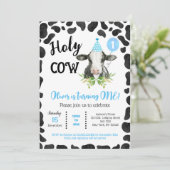 ハオリィーコー 牛柄 プリント 誕生日 1歳 誕生会 招待状 (スタンド正面)
