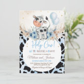 ハオリィー！ベイビーシャワー招待状 男の子 牛 ボーホー 招待状 (スタンド正面)