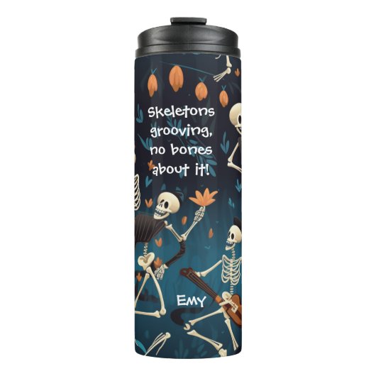 ハカスタマイズロウィーンギフト骨格ダンスおもしろい文字 タンブラー (正面)