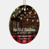 ハカスタムウスフォトファーストクリスマス新しいホームファミリー名 セラミックオーナメント (右)