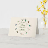ハカスタムッピーリタイアメントハミングバードカード カード (黄色い花)