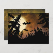 ハカスタムロウィンこうもり、城と月 ポストカード (正面/裏面)