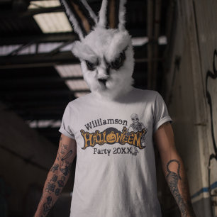 ハカスタムロウィン年次パーティー骨格 Tシャツ