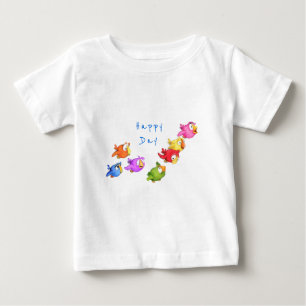 ハカラフルッピ飛んでいるーバード – かわいいスおもしろいズメ ベビーTシャツ