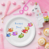 ハカラフルッピ飛んでいるーバード – かわいいスおもしろいズメ  ペーパープレート (パーティー)