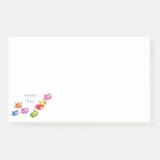 ハカラフルッピ飛んでいるーバード – かわいいスおもしろいズメ ポストイット (正面)