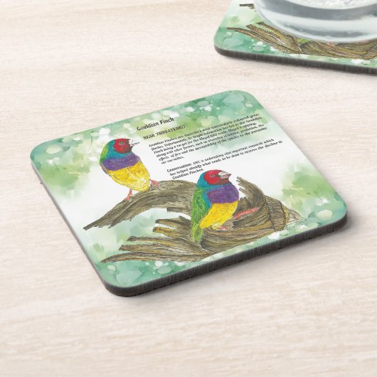 ハカラフルンドグ絵を描ロディアンフィンチ コースター (左側)