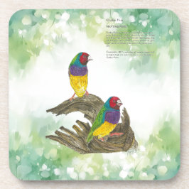 ハカラフルンドグ絵を描ロディアンフィンチ コースター