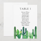 ハカランダの結婚式座席表。グリーンテーブルプラン 招待状 (正面/裏面)
