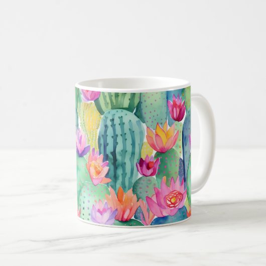 ハカランダの花のアート 砂漠 カラフル 南西部 楽しい コーヒーマグカップ (正面右)