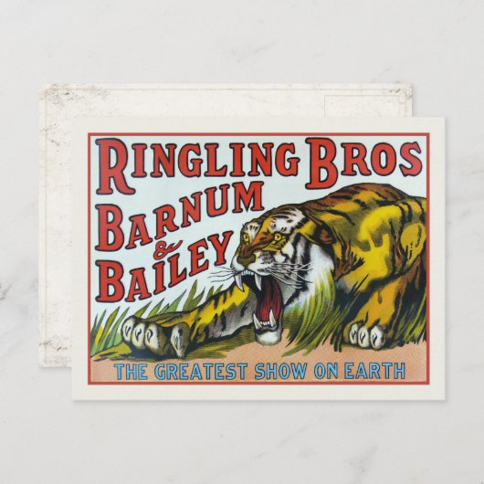ハガキとヴィンテージサーカスタイガープリント ポストカード (正面/裏面)